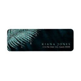 Etiqueta Jewel Palm Leaf Wedding Teal ID830