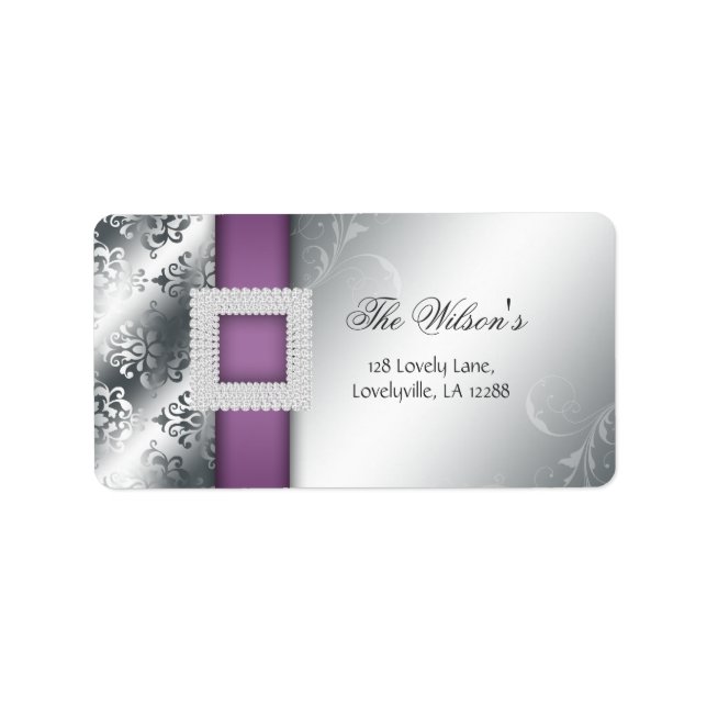 Etiqueta Jewel Purple do Casamento de Prata (Frente)