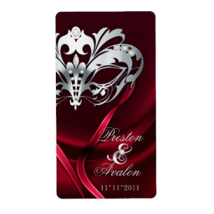 Etiqueta Jeweled do vinho do mascarada vermelho de
