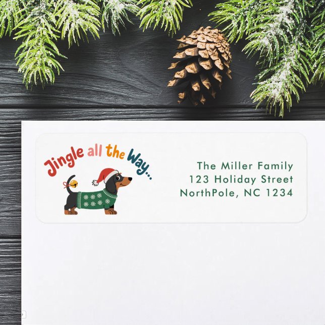 Etiqueta Jingle All the Way – Cute Holiday Pet Gift & Mail (Jingle All the Way – Cute Holiday Pet Gift & Mail Label)