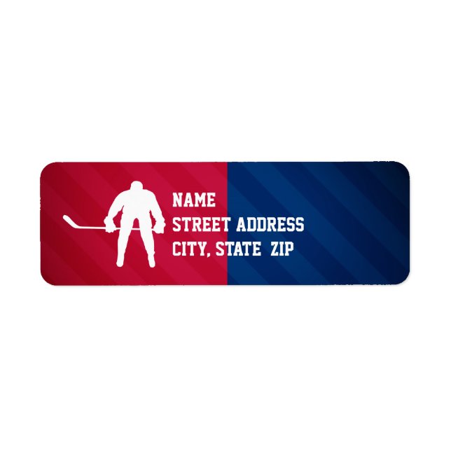 Etiqueta Jogador de hóquei; Vermelho, Branco e Azul (Frente)