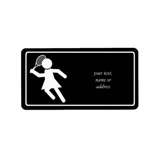 Etiqueta Jogador Tênis para Mulher - Símbolo Tênis (a preto (Frente)