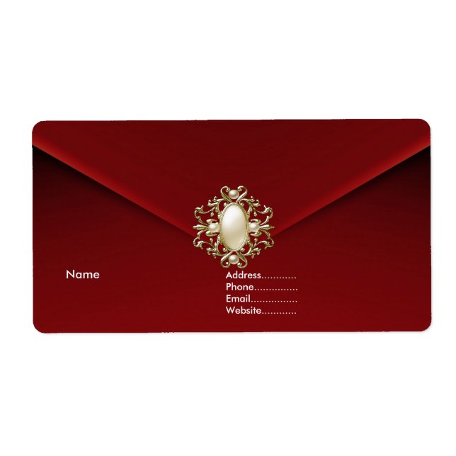 Etiqueta Joia das Pérolas do Veludo Vermelho Profundo (Frente)