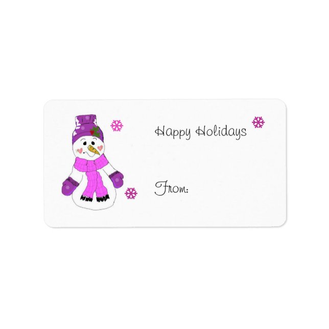 Etiqueta Jolly Snowman em Roxo (Frente)