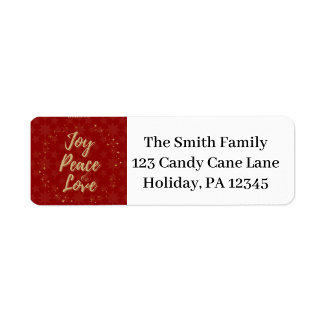 Etiqueta Joy, Peace, Love Red Star Address Labels
