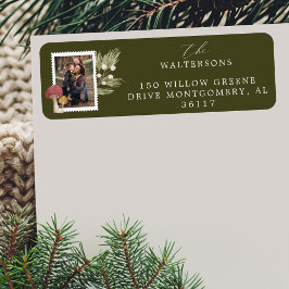 Etiqueta Joy Peace Love Watercolor Woodsy Mushroom Foto