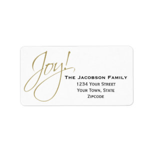 Etiqueta Joy! Simple White Holiday Christmas Return Address