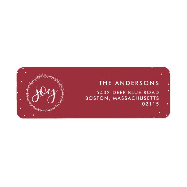 Etiqueta Joy Wreath - Feriado Vermelho e Branco (Frente)