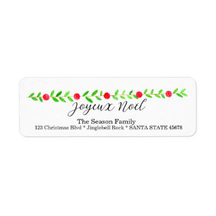 Etiqueta Joyeux Noël, banner natalino de aquarela