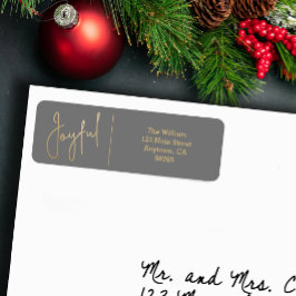 Etiqueta JOYFUL Gold and Gray Christmas Return Address