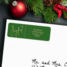 Etiqueta JOYFUL Gold and Green Christmas Return Address