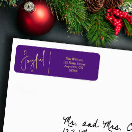 Etiqueta JOYFUL Gold and Purple Christmas Return Address