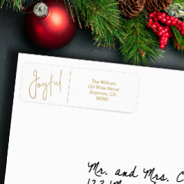Etiqueta JOYFUL Gold and White Christmas Return Address