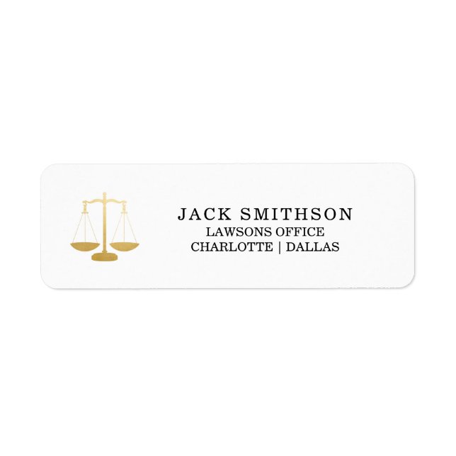 Etiqueta Justice Scales Gold Foil Attorney (Frente)