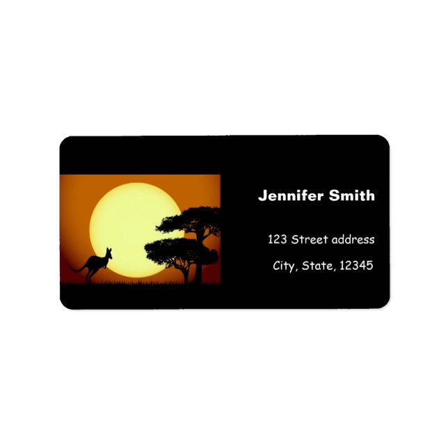 Etiqueta Kangaroo ao pôr do sol (Frente)