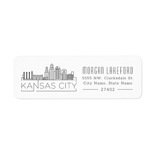 Etiqueta Kansas City, Missouri Stylized Skyline | (Frente)