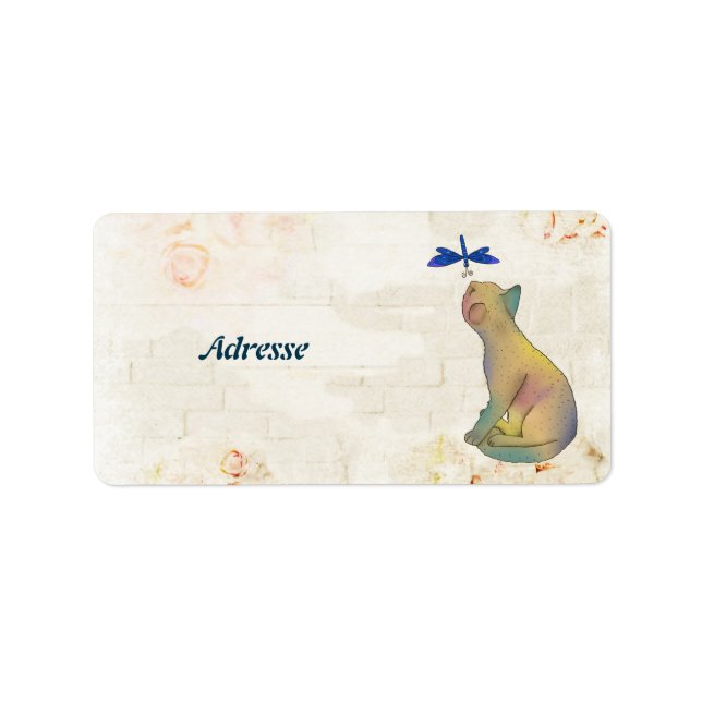 Etiqueta Katze und blaue Libelle (Frente)