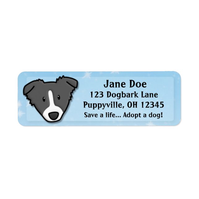 Etiqueta Kawaii Border Collie (Frente)