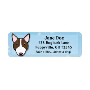Etiqueta Kawaii bull terrier rajado