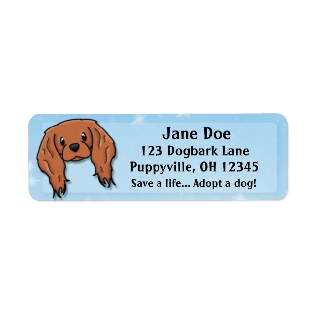 Etiqueta Kawaii Ruby Cavalier King Charles Spaniel (Frente)