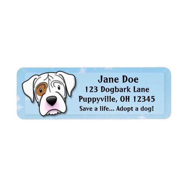 Etiqueta Kawaii White Boxer (Frente)