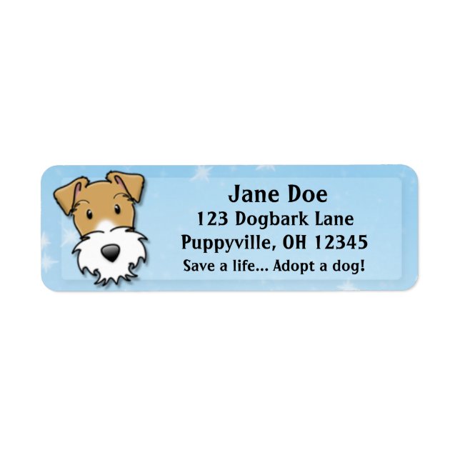Etiqueta Kawaii Wire Fox Terrier Address Labels (Frente)