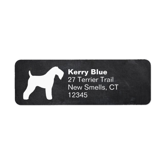 Etiqueta Kerry Blue Terrier Dog Brey Silhouette (Frente)