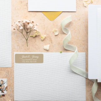 Etiqueta Khaki Stylized Names Endereço de devolução de casa