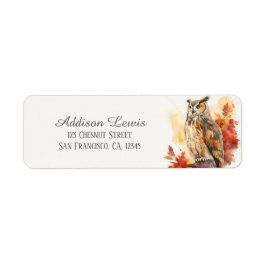 Etiqueta Kids Autumn Watercolor Owl Return Address