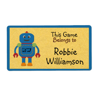 Etiqueta Kids Personalizado Blue Robot Toy Sticker