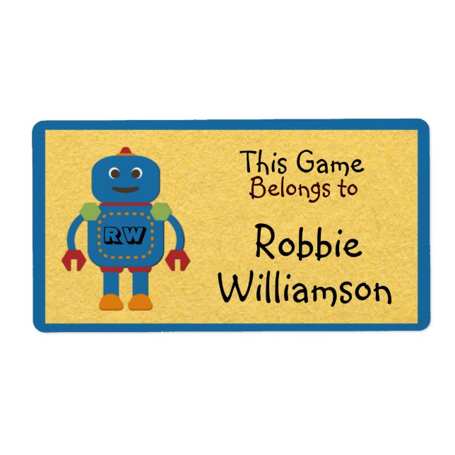 Etiqueta Kids Personalizado Blue Robot Toy Sticker (Frente)