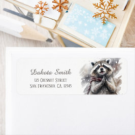 Etiqueta Kids Winter Watercolor Raccoon Return