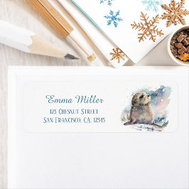 Etiqueta Kids Winter Watercolor Seal Endereço de devolução