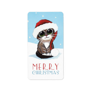 Etiqueta Kitten em Santa Hat.
