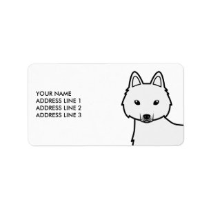 Etiqueta Klee Kai Cartoon White Alaskan Cão e Texto Person