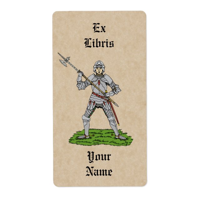 Etiqueta Knight Bookplate Inglês do século XV (Frente)