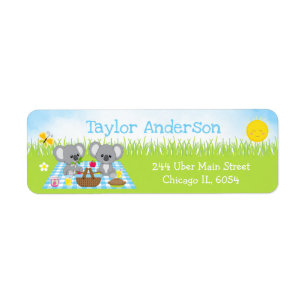 Etiqueta Koala Bears Picnic Boy Blue Gingham