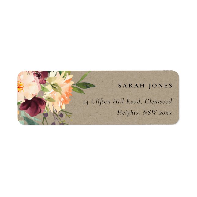 ETIQUETA KRAFT BLUSH YELLOW ORANGE FLORAL BUNCH ADDRESS (Frente)