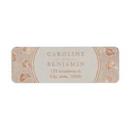 Etiqueta Kraft gold Lace endereço de volta do casamento rus