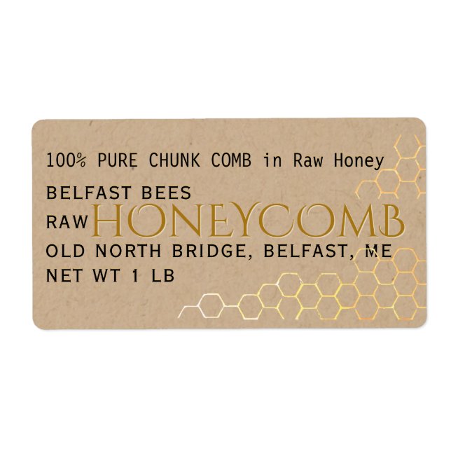 Etiqueta Kraft Honeycomb Label Dourado Honey (Frente)