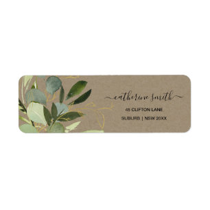ETIQUETA KRAFT LEAFY GREEN DOURADO FOLIAGE WATERCOLOR ENDER
