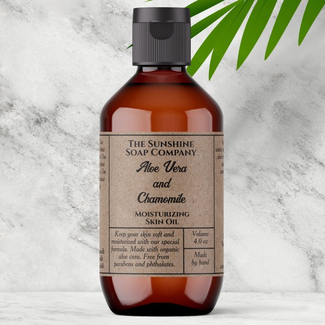 Etiqueta Kraft paper cosmetics bottle label 4 oz (Criador carregado)