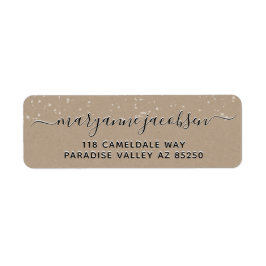 Etiqueta Kraft Paper Snow Script Winter Return Address (End