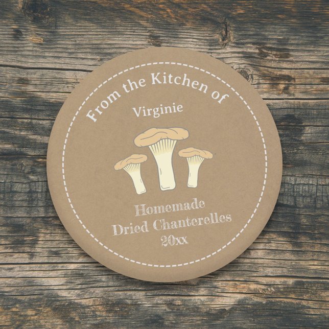 Etiqueta Kraft & Rustic Seca Chanterelles (Kraft & Rustic Dried Chanterelles Label Sticker)