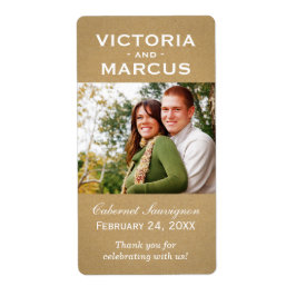 Etiqueta Kraft Wedding Monograma Foto Favor da Garrafa