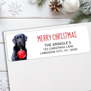 Etiqueta Laboratório Preto Feliz Natal Cão Vermelho Labra