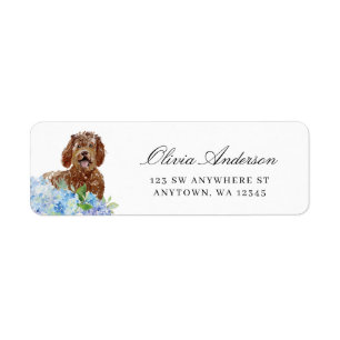 Etiqueta Labradoodle Blue Hydrangea Endereço de devolução