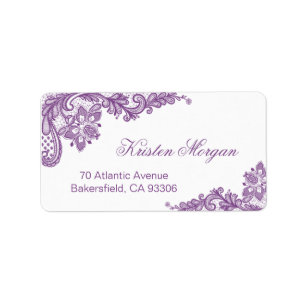 Etiqueta Laço floral roxo elegante e chique