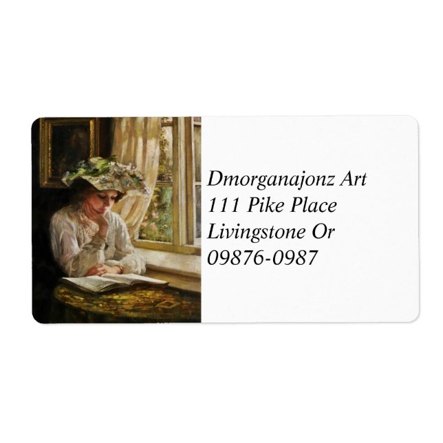 Etiqueta Lady Reading por uma janela (Frente)