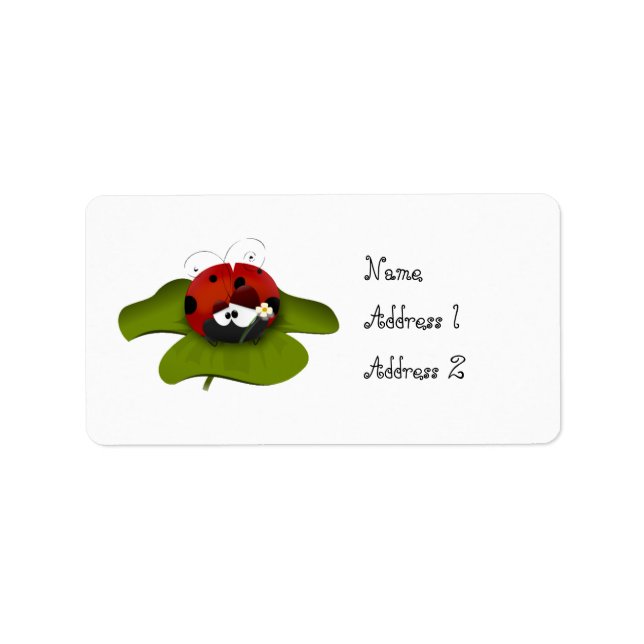 Etiqueta Ladybug numa folha verde (Frente)
